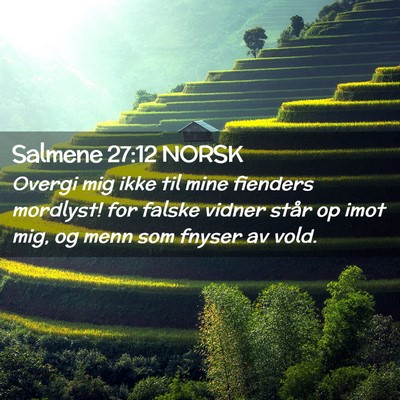 Picture 02 - Salmene 27:12 NORSK - Overgi mig ikke til mine fienders mordlyst! for - Bible Verse Picture