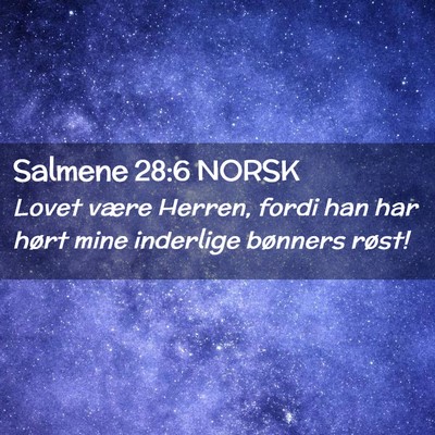 Picture 02 - Salmene 28:6 NORSK - Lovet være Herren, fordi han har hørt mine - Bible Verse Picture