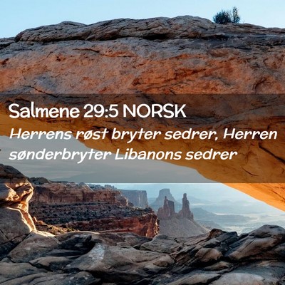 Picture 02 - Salmene 29:5 NORSK - Herrens røst bryter sedrer, Herren sønderbryter - Bible Verse Picture