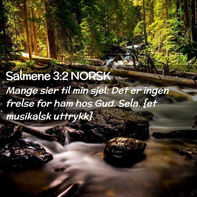 Picture 02 - Salmene 3:2 NORSK - Mange sier til min sjel: Det er ingen frelse for - Bible Verse Picture