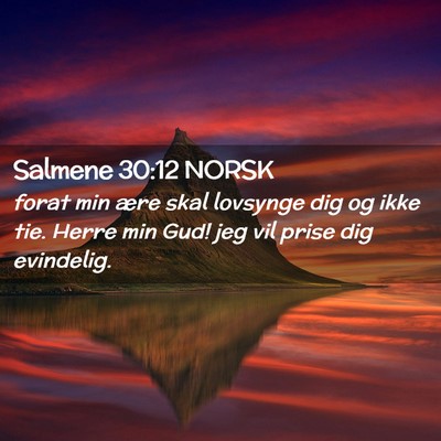 Picture 02 - Salmene 30:12 NORSK - forat min ære skal lovsynge dig og ikke tie. - Bible Verse Picture