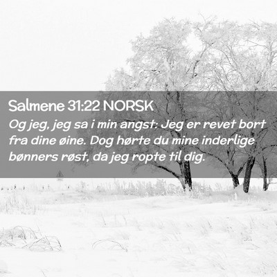 Picture 02 - Salmene 31:22 NORSK - Og jeg, jeg sa i min angst: Jeg er revet bort fra - Bible Verse Picture