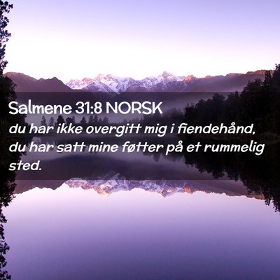 Picture 02 - Salmene 31:8 NORSK - du har ikke overgitt mig i fiendehånd, du har - Bible Verse Picture