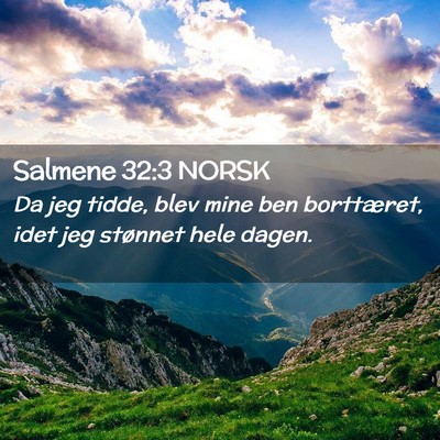 Picture 02 - Salmene 32:3 NORSK - Da jeg tidde, blev mine ben borttæret, idet jeg - Bible Verse Picture