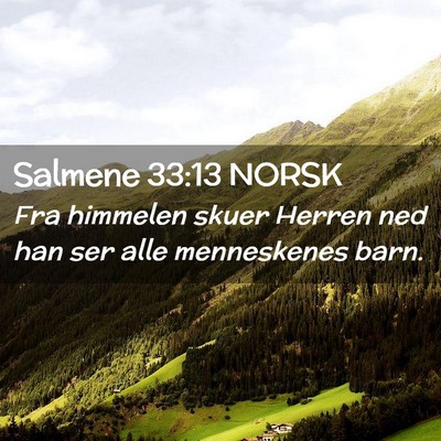 Picture 02 - Salmene 33:13 NORSK - Fra himmelen skuer Herren ned han ser alle - Bible Verse Picture