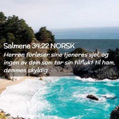 Picture 02 - Salmene 34:22 NORSK - Herren forløser sine tjeneres sjel, og ingen av - Bible Verse Picture
