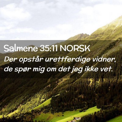 Picture 02 - Salmene 35:11 NORSK - Der opstår urettferdige vidner, de spør mig om - Bible Verse Picture