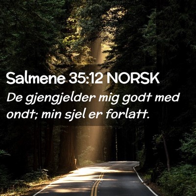 Picture 02 - Salmene 35:12 NORSK - De gjengjelder mig godt med ondt; min sjel er - Bible Verse Picture