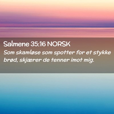 Picture 02 - Salmene 35:16 NORSK - Som skamløse som spotter for et stykke brød, - Bible Verse Picture