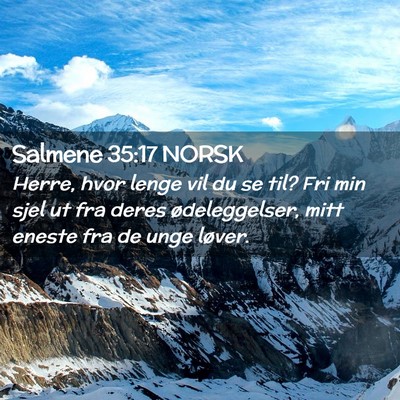 Picture 02 - Salmene 35:17 NORSK - Herre, hvor lenge vil du se til? Fri min sjel ut - Bible Verse Picture