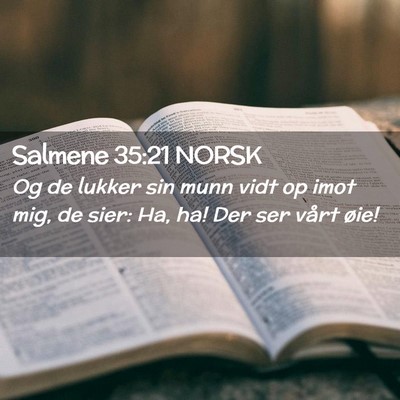 Picture 02 - Salmene 35:21 NORSK - Og de lukker sin munn vidt op imot mig, de sier: - Bible Verse Picture
