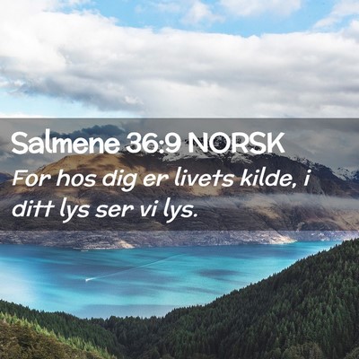 Picture 02 - Salmene 36:9 NORSK - For hos dig er livets kilde, i ditt lys ser vi - Bible Verse Picture