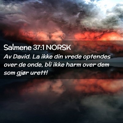 Picture 02 - Salmene 37:1 NORSK - Av David. La ikke din vrede optendes over de - Bible Verse Picture