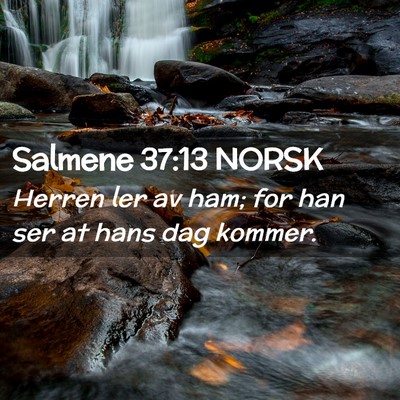 Picture 02 - Salmene 37:13 NORSK - Herren ler av ham; for han ser at hans dag - Bible Verse Picture