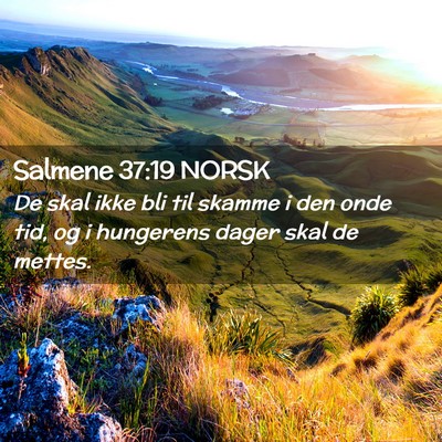 Picture 02 - Salmene 37:19 NORSK - De skal ikke bli til skamme i den onde tid, og i - Bible Verse Picture