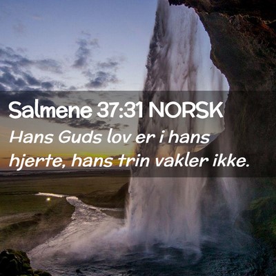 Picture 02 - Salmene 37:31 NORSK - Hans Guds lov er i hans hjerte, hans trin vakler - Bible Verse Picture
