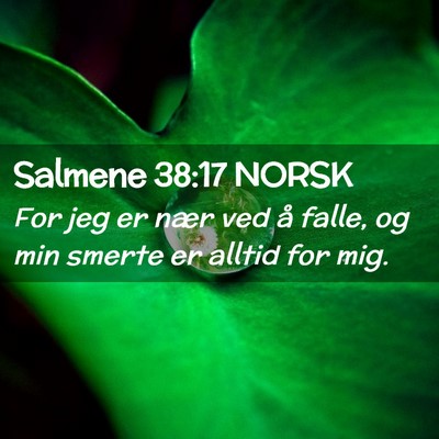 Picture 02 - Salmene 38:17 NORSK - For jeg er nær ved å falle, og min smerte er - Bible Verse Picture