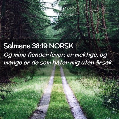 Picture 02 - Salmene 38:19 NORSK - Og mine fiender lever, er mektige, og mange er de - Bible Verse Picture