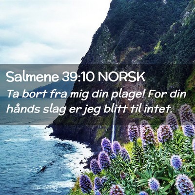 Picture 02 - Salmene 39:10 NORSK - Ta bort fra mig din plage! For din hånds slag er - Bible Verse Picture
