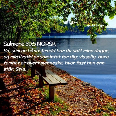 Picture 02 - Salmene 39:5 NORSK - Se, som en håndsbredd har du satt mine dager, og - Bible Verse Picture