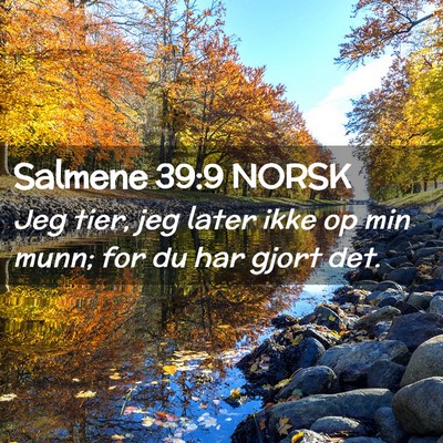 Picture 02 - Salmene 39:9 NORSK - Jeg tier, jeg later ikke op min munn; for du har - Bible Verse Picture