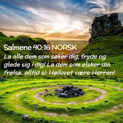 Picture 02 - Salmene 40:16 NORSK - La alle dem som søker dig, fryde og glede sig i - Bible Verse Picture