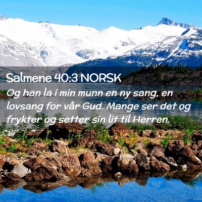 Picture 02 - Salmene 40:3 NORSK - Og han la i min munn en ny sang, en lovsang for - Bible Verse Picture