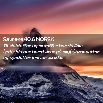Picture 02 - Salmene 40:6 NORSK - Til slaktoffer og matoffer har du ikke lyst(-)du - Bible Verse Picture