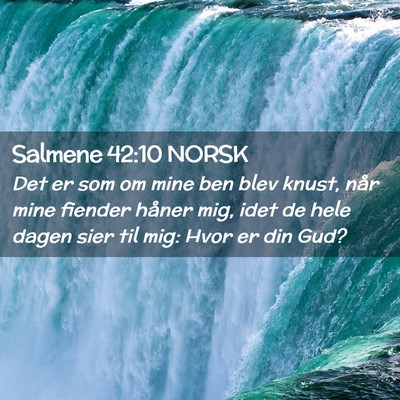 Picture 02 - Salmene 42:10 NORSK - Det er som om mine ben blev knust, når mine - Bible Verse Picture