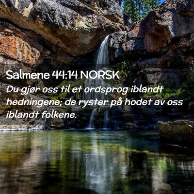 Picture 02 - Salmene 44:14 NORSK - Du gjør oss til et ordsprog iblandt hedningene; - Bible Verse Picture