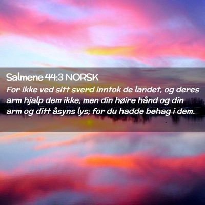Picture 02 - Salmene 44:3 NORSK - For ikke ved sitt sverd inntok de landet, og - Bible Verse Picture