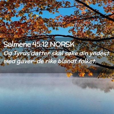 Picture 02 - Salmene 45:12 NORSK - Og Tyrus'datter skal søke din yndest med - Bible Verse Picture