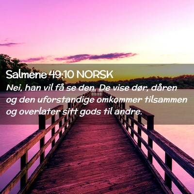 Picture 02 - Salmene 49:10 NORSK - Nei, han vil få se den. De vise dør, dåren og - Bible Verse Picture