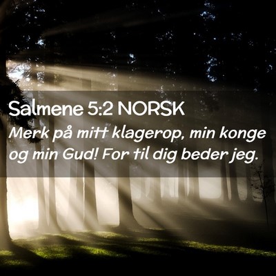 Picture 02 - Salmene 5:2 NORSK - Merk på mitt klagerop, min konge og min Gud! For - Bible Verse Picture