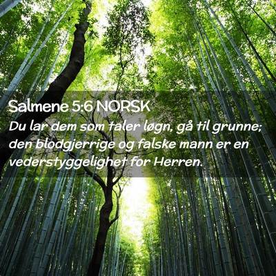 Picture 02 - Salmene 5:6 NORSK - Du lar dem som taler løgn, gå til grunne; den - Bible Verse Picture