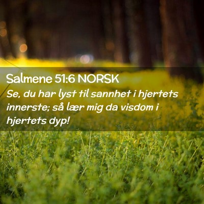 Picture 02 - Salmene 51:6 NORSK - Se, du har lyst til sannhet i hjertets innerste; - Bible Verse Picture