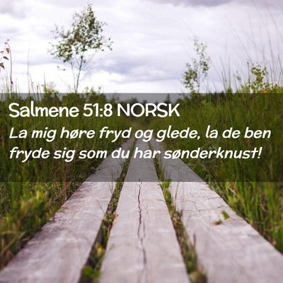Picture 02 - Salmene 51:8 NORSK - La mig høre fryd og glede, la de ben fryde sig - Bible Verse Picture
