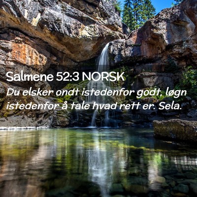 Picture 02 - Salmene 52:3 NORSK - Du elsker ondt istedenfor godt, løgn istedenfor - Bible Verse Picture