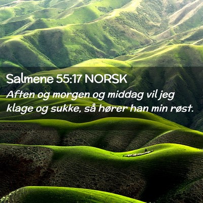 Picture 02 - Salmene 55:17 NORSK - Aften og morgen og middag vil jeg klage og sukke, - Bible Verse Picture