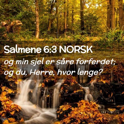 Picture 02 - Salmene 6:3 NORSK - og min sjel er såre forferdet; og du, Herre, - Bible Verse Picture