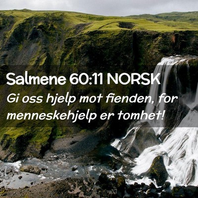 Picture 02 - Salmene 60:11 NORSK - Gi oss hjelp mot fienden, for menneskehjelp er - Bible Verse Picture