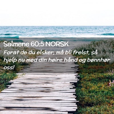 Picture 02 - Salmene 60:5 NORSK - Forat de du elsker, må bli frelst, så hjelp nu - Bible Verse Picture