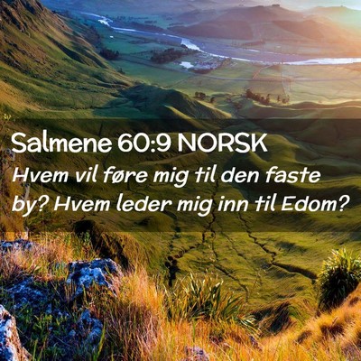 Picture 02 - Salmene 60:9 NORSK - Hvem vil føre mig til den faste by? Hvem leder - Bible Verse Picture