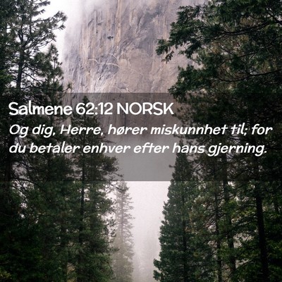 Picture 02 - Salmene 62:12 NORSK - Og dig, Herre, hører miskunnhet til; for du - Bible Verse Picture