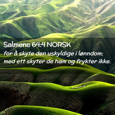 Picture 02 - Salmene 64:4 NORSK - for å skyte den uskyldige i lønndom; med ett - Bible Verse Picture