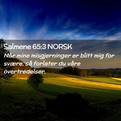 Picture 02 - Salmene 65:3 NORSK - Når mine misgjerninger er blitt mig for svære, - Bible Verse Picture