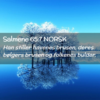 Picture 02 - Salmene 65:7 NORSK - Han stiller havenes brusen, deres bølgers brusen - Bible Verse Picture