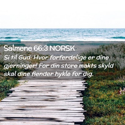 Picture 02 - Salmene 66:3 NORSK - Si til Gud: Hvor forferdelige er dine gjerninger! - Bible Verse Picture