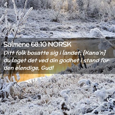 Picture 02 - Salmene 68:10 NORSK - Ditt folk bosatte sig i landet; {Kana'n} du laget - Bible Verse Picture