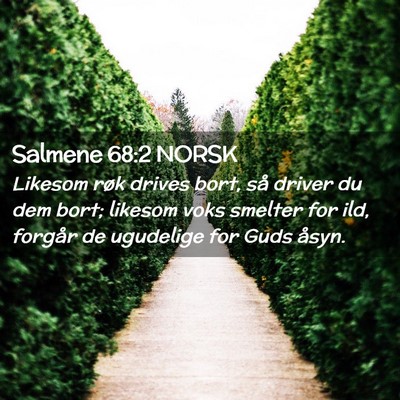 Picture 02 - Salmene 68:2 NORSK - Likesom røk drives bort, så driver du dem bort; - Bible Verse Picture
